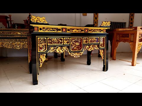 Bàn thờ ô sa gỗ mít ta một cổ chân 10cm