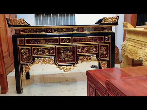 Bàn thờ ô sa gỗ mít ta cổ kép chân 10cm