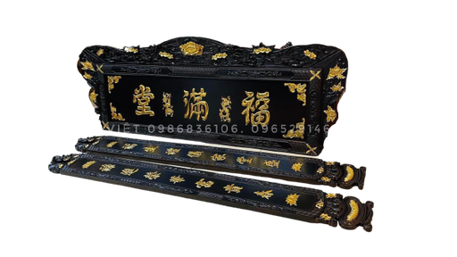 Hoành phi câu đối gỗ mít ta mẫu có vành ngoài